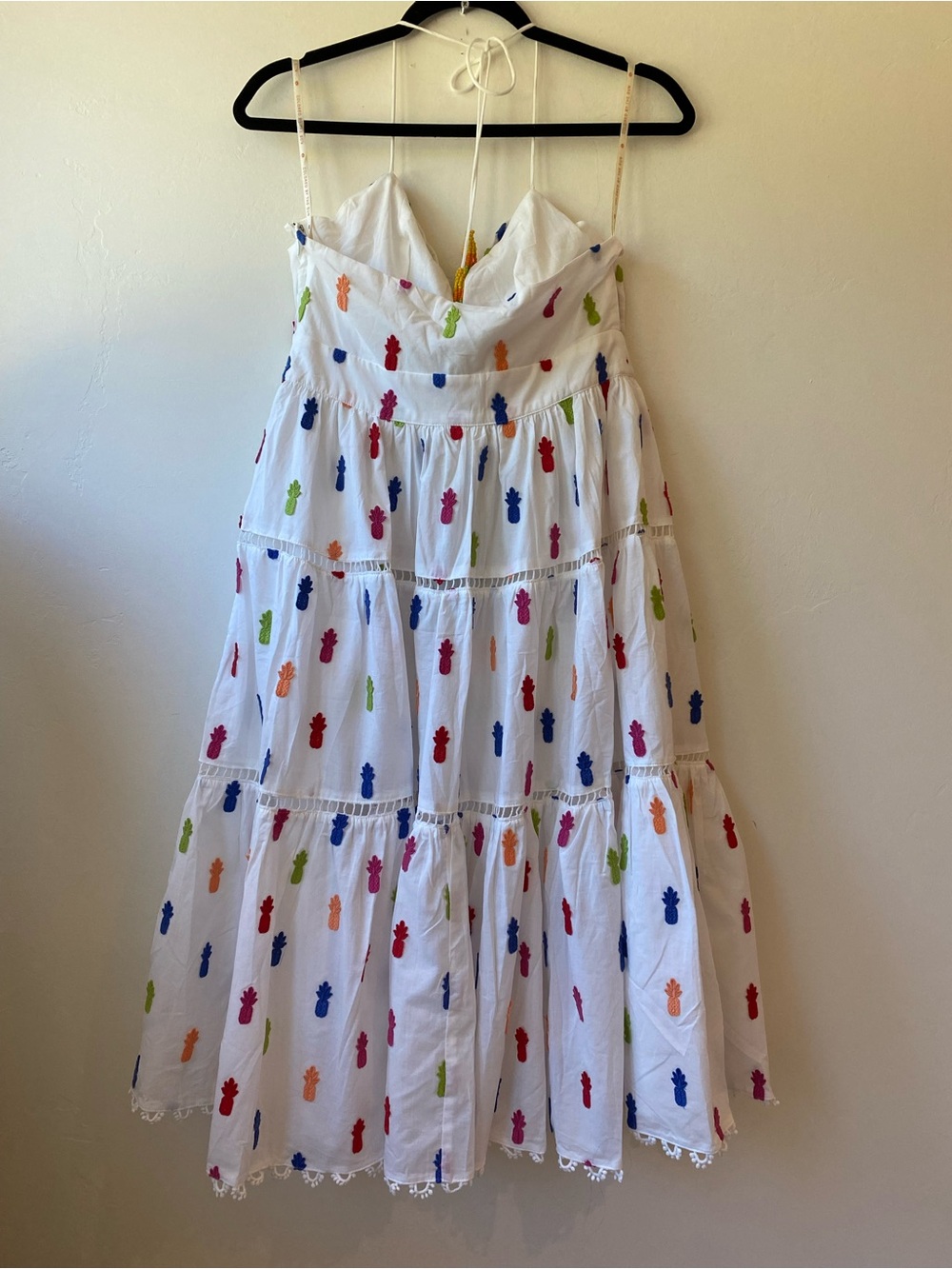 NWT Anthropologie FARM Rio Pineapple Multicolored Tiered Halter Midi Dress - Picture 4 of 7